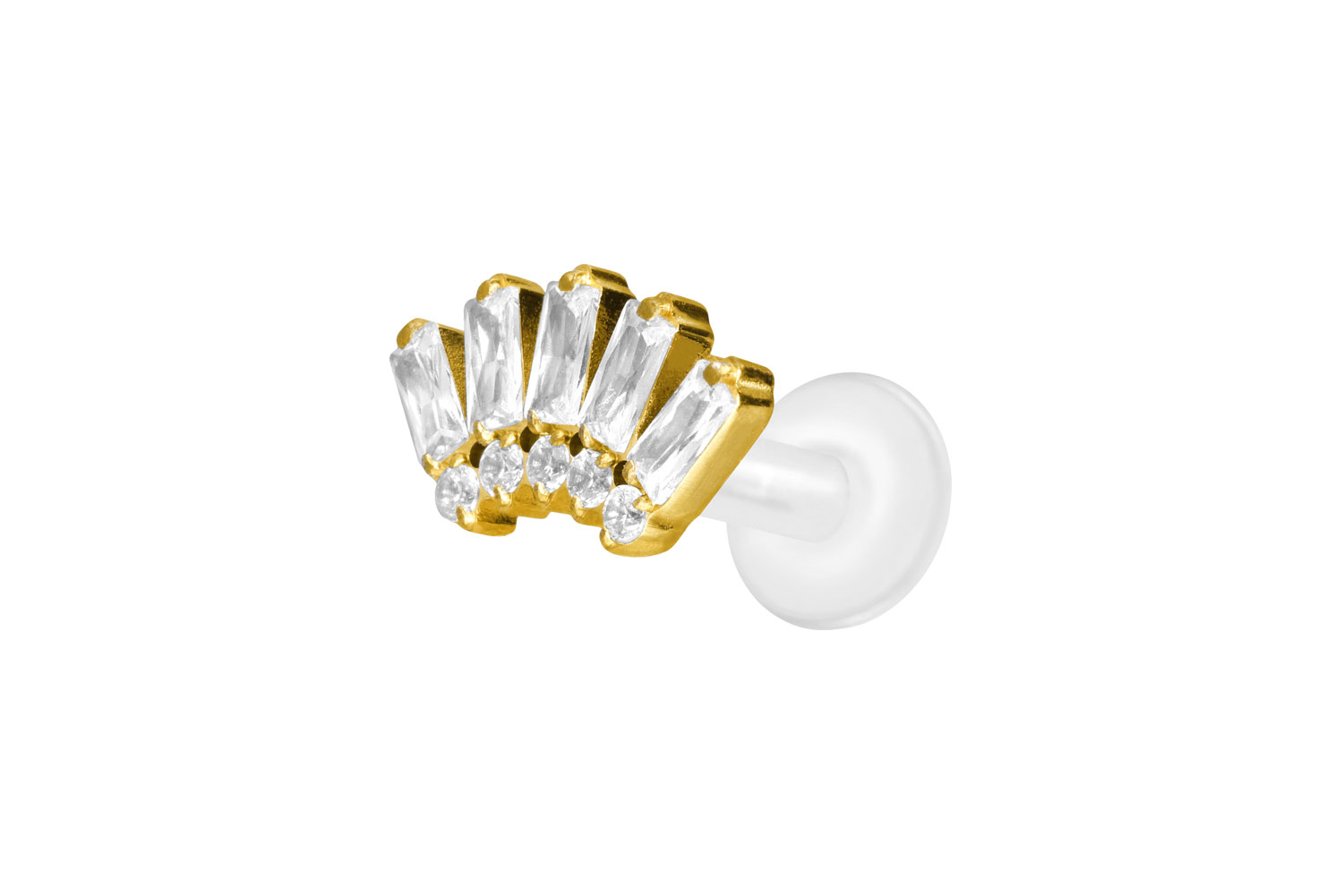 PTFE Labret Piercing mit Innengewinde + Titan-Aufsatz 10 EINGEFASSTE KRISTALLE
